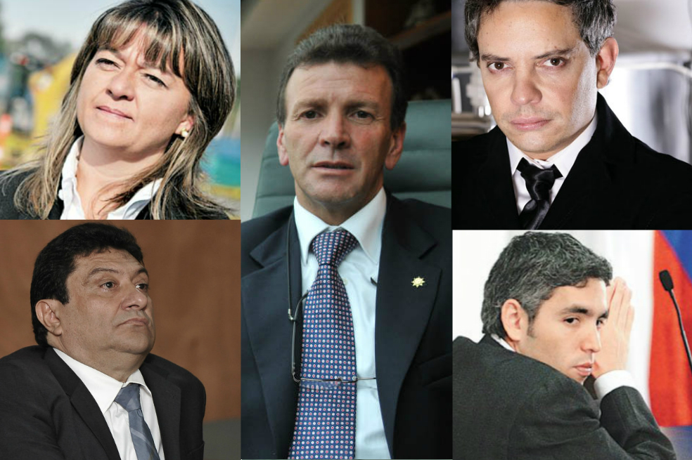 Liliana Pardo, Juan Francisco Gómez Cerchar, Carlos Palacino, Pablo Ardila y Juan Carlos Abadía. Todos demandaron al Estado. / Archivo