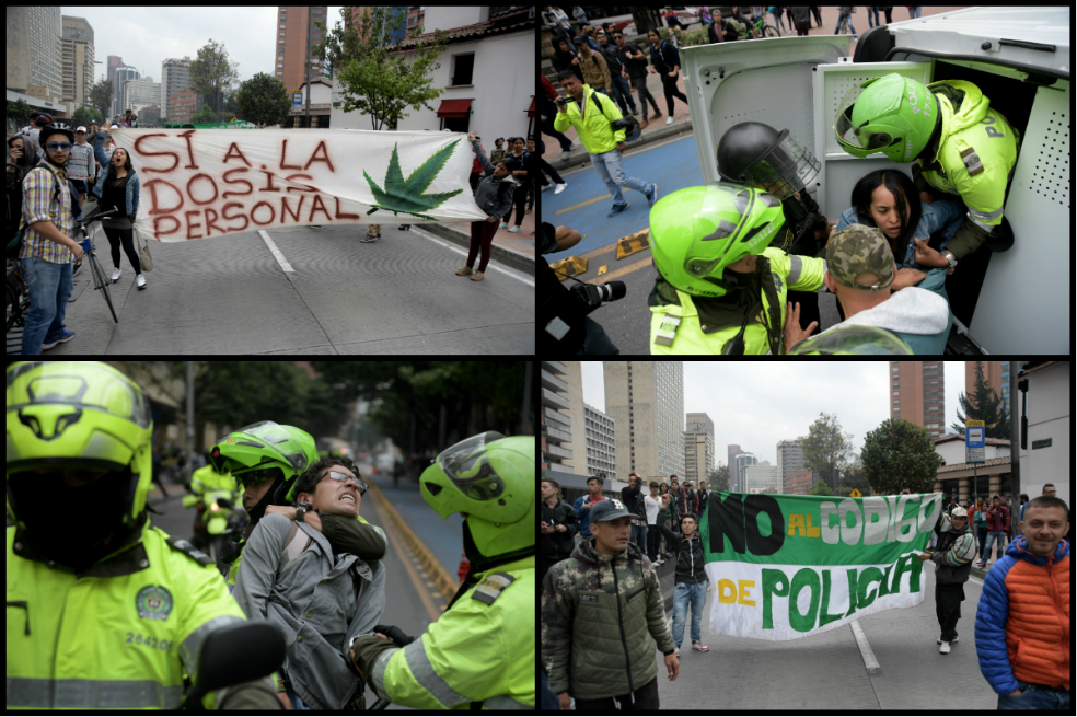 Imágenes de la "fumatón" en Bogotá contra política antidrogas del Gobierno Duque