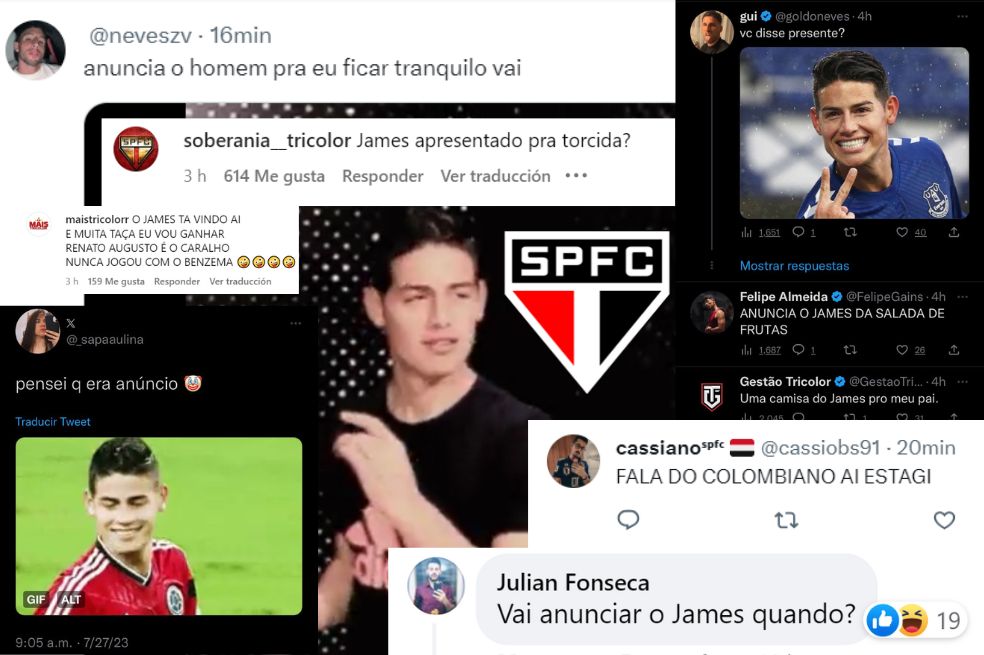 La hinchada del Sao Paulo espera con ansias que se haga oficial el fichaje de James Rodríguez.