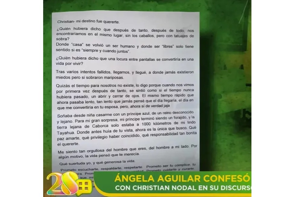 En redes sociales es tendencia la carta que la hija de Pepe Aguilar le escribió a su ahora esposo, Christian Nodal. Sus palabras generaron polémica.