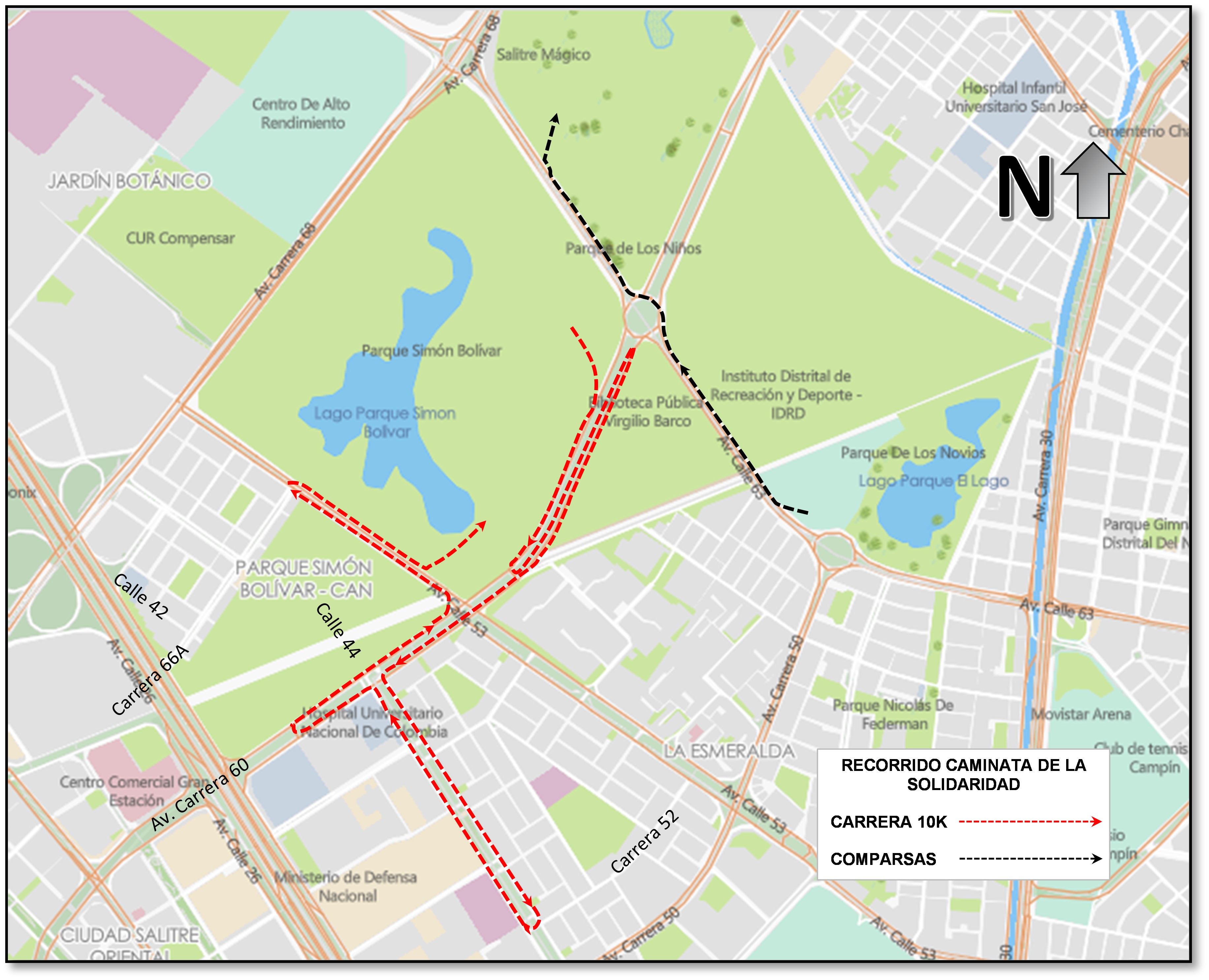 Recorrido carrera atlética 10k y comparsas.