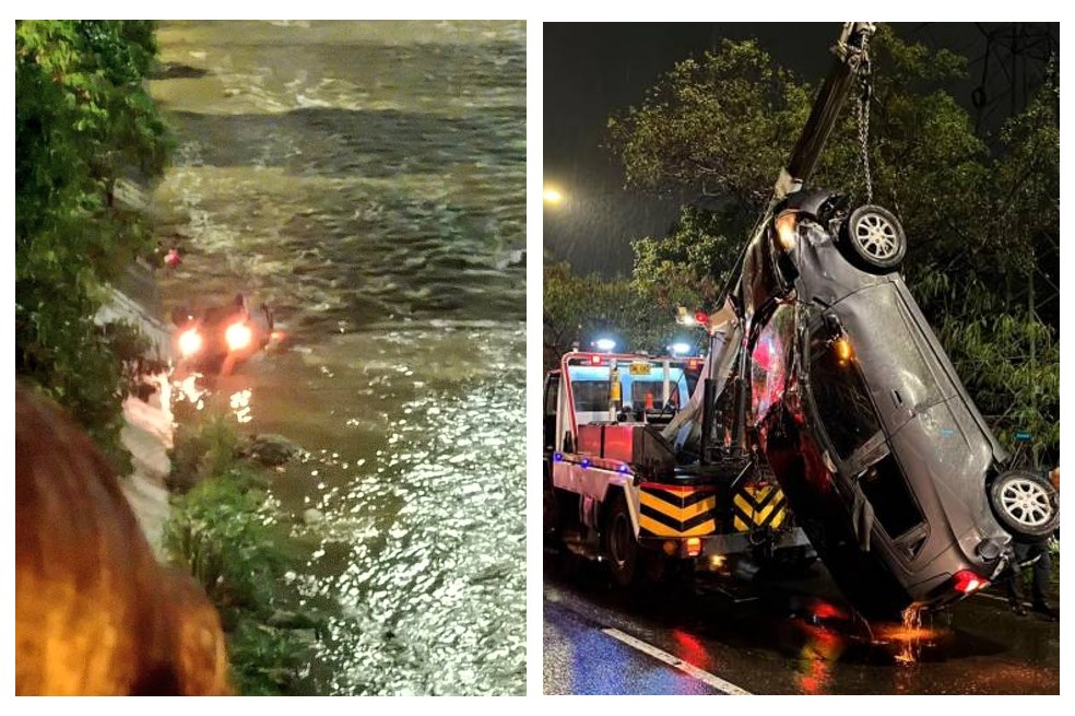 Dos personas heridas dejó caída de carro al río Medellín tras accidente vial