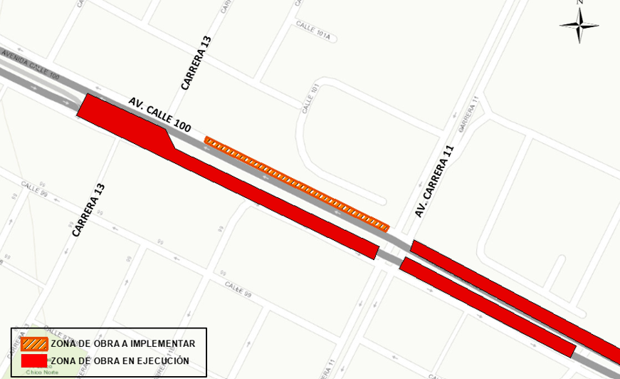 ¡Ojo! Habrá cierre de carriles en Av. Calle 100 entre la Carrera 11 y carrera 13