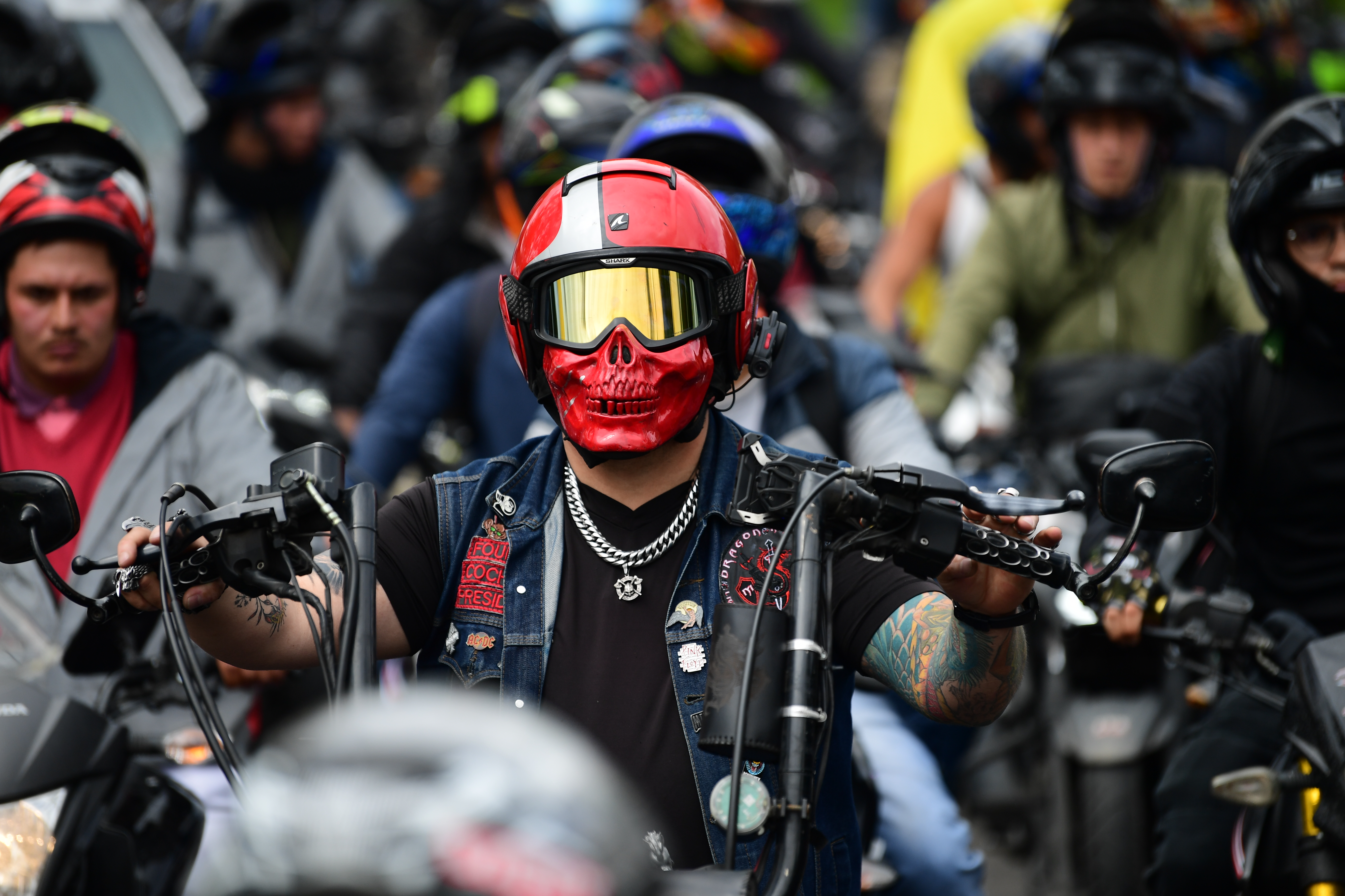 Protesta de los moteros en Bogotá