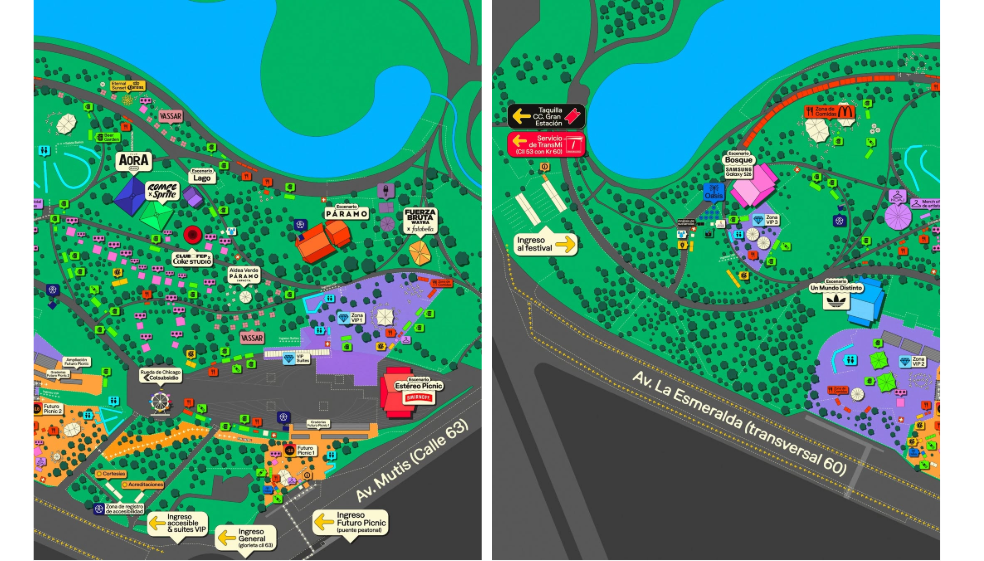 Mapa Festival Estéreo Picnic 2026: nuevas zonas, actividades, accesos, restaurantes y más
