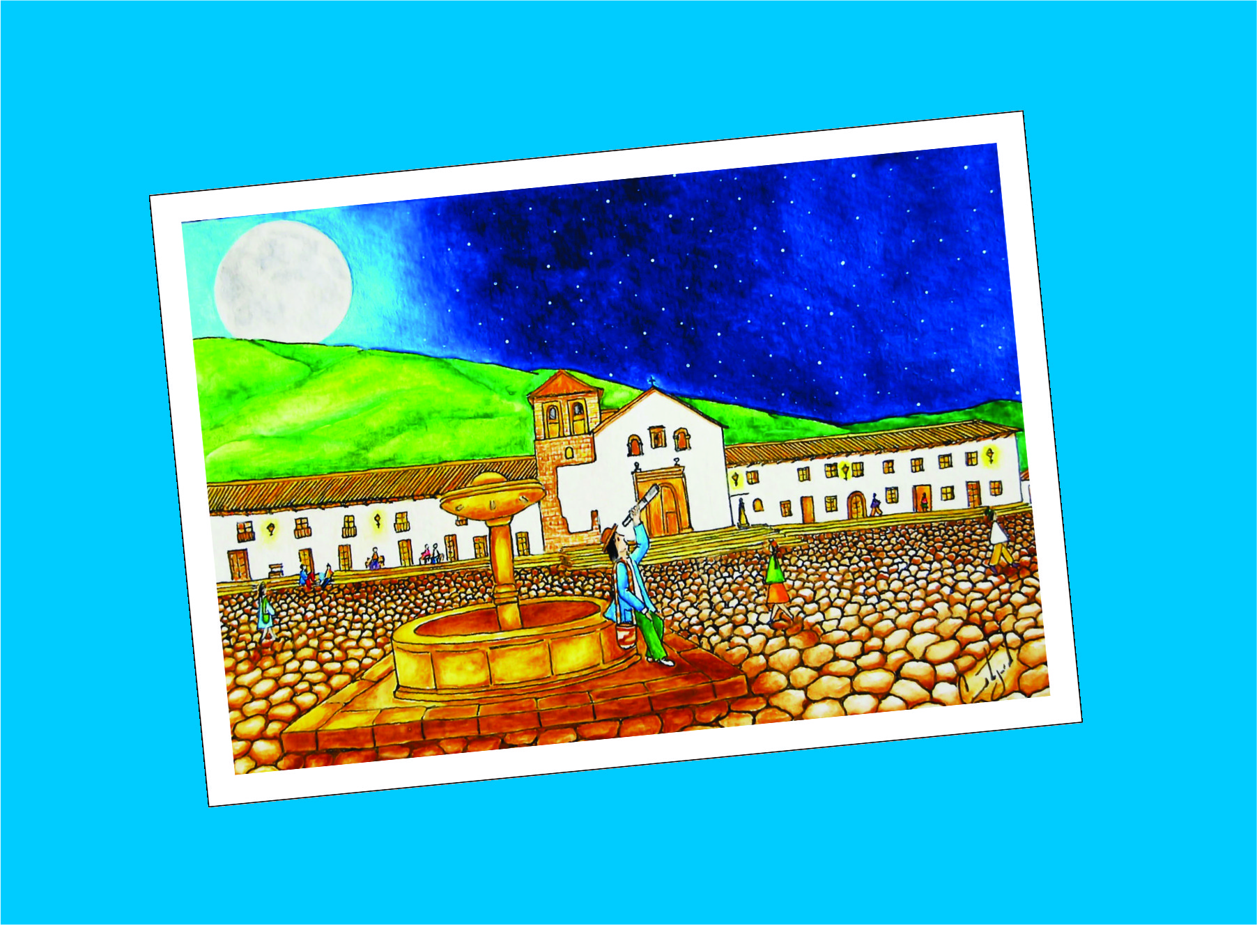 Foto: postal "Observador de estrellas - Villa de Leyva"
