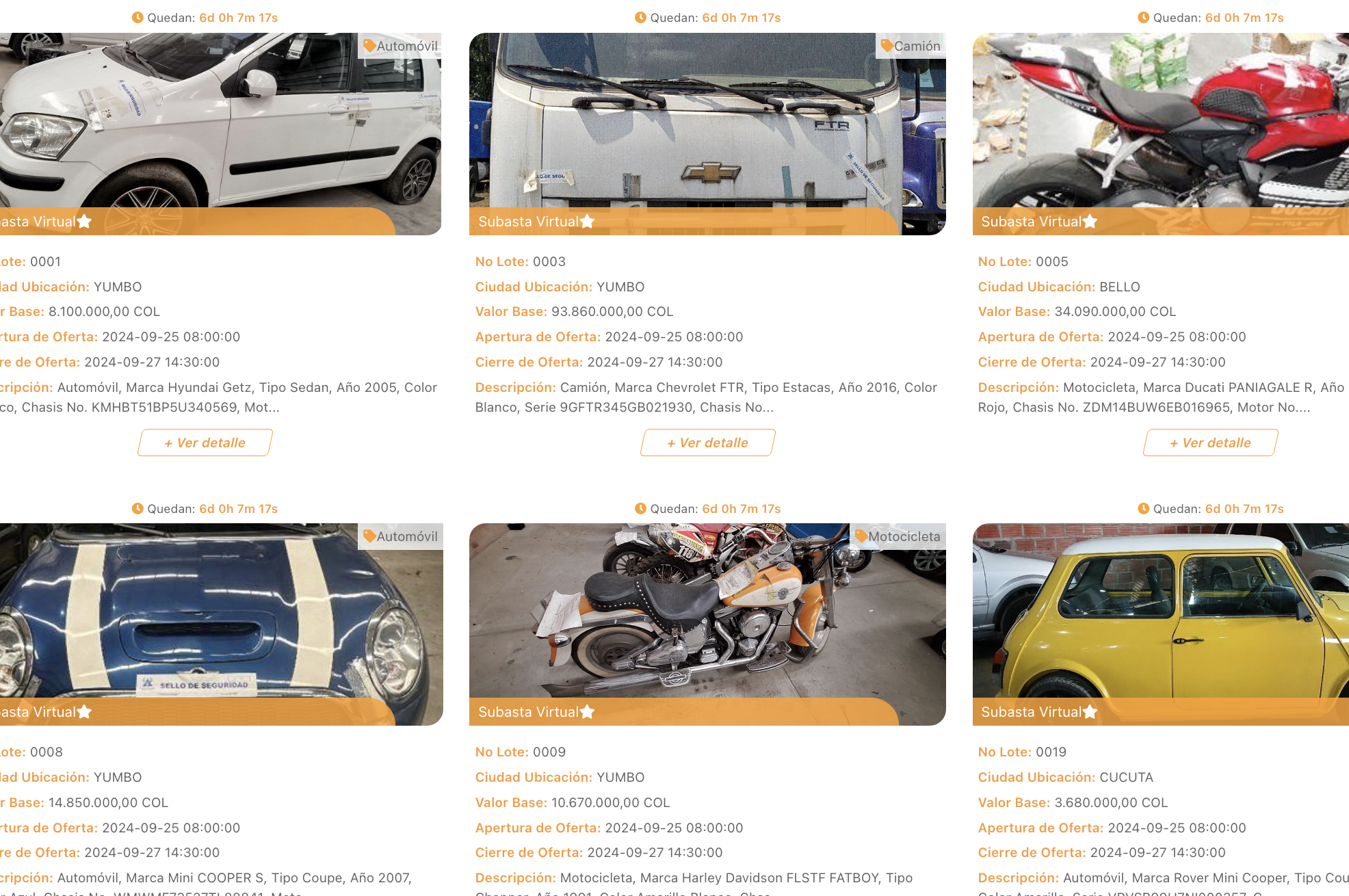 Así puede ofertar desde $700 mil en la nueva subasta de motos y carros de la DIAN