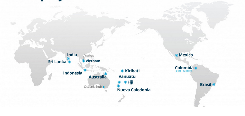 Mapa de localidades que hacen parte del World Mosquito Program y donde se llevan a cabo pruebas piloto con el mosquito y la bacteria Wolbachia.