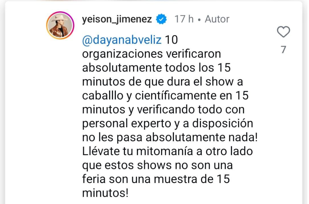 Crítica a Yeison Jiménez por usar caballos en su concierto