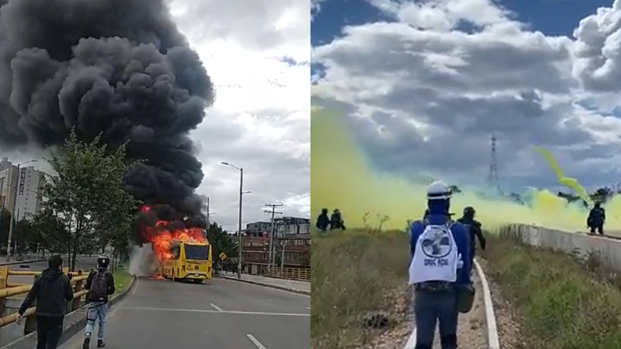 Desalojo del humedal Tibabuyes terminó en disturbios e incendio de SITP amarillo