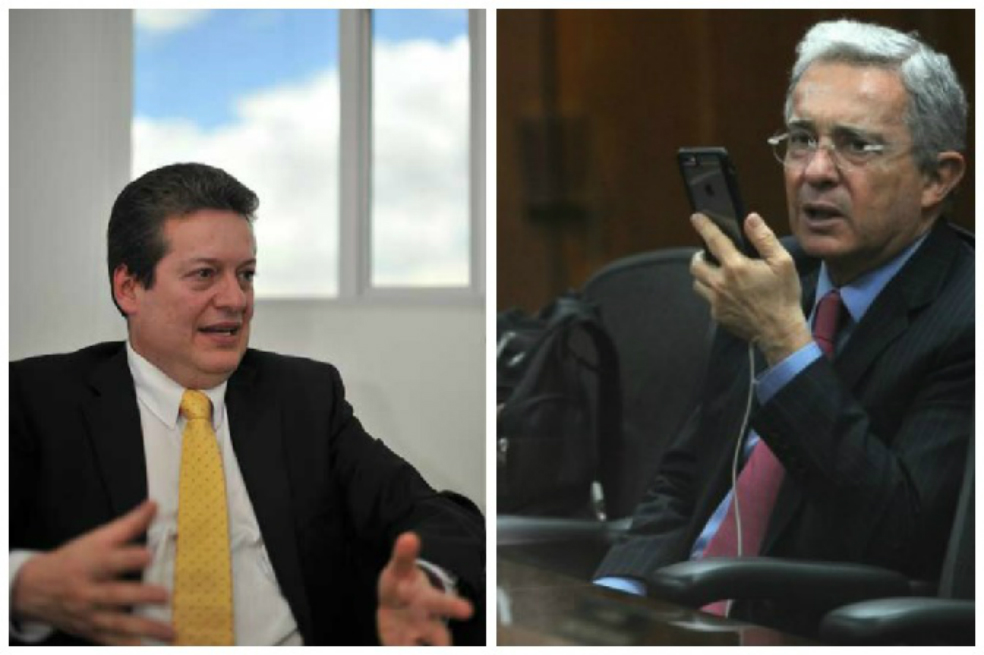 El representante Alirio Uribe y el expresidente y senador Álvaro Uribe.