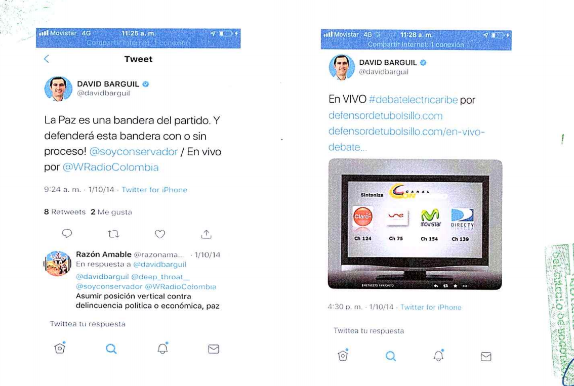 Registros aportados por Catherine Juviano en la denuncia contra David Barguil