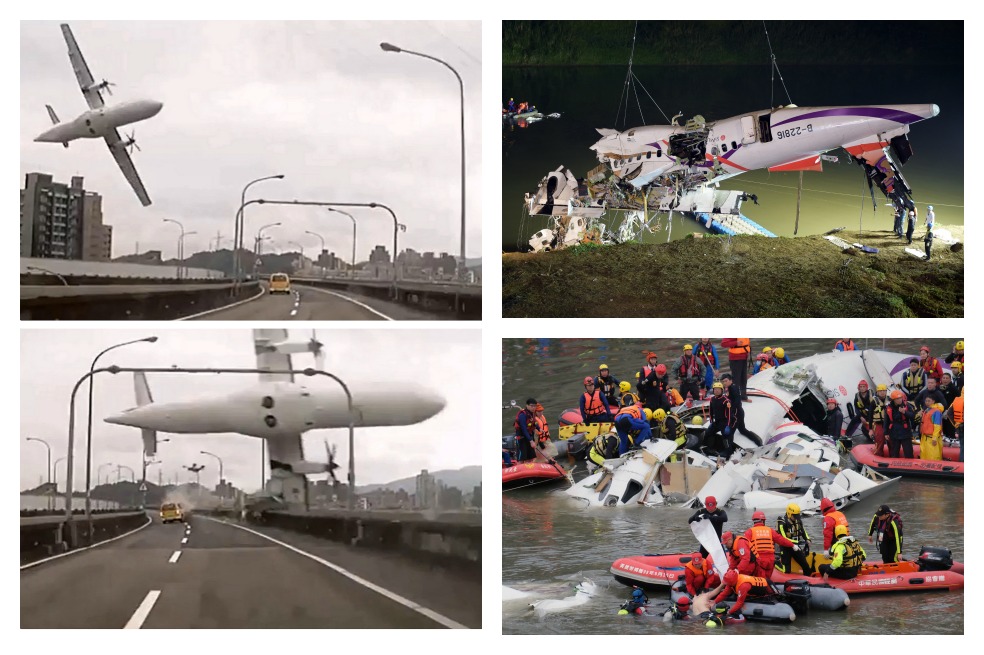 Avión de TransAsia Airways choca con puente de autopista y cae al río