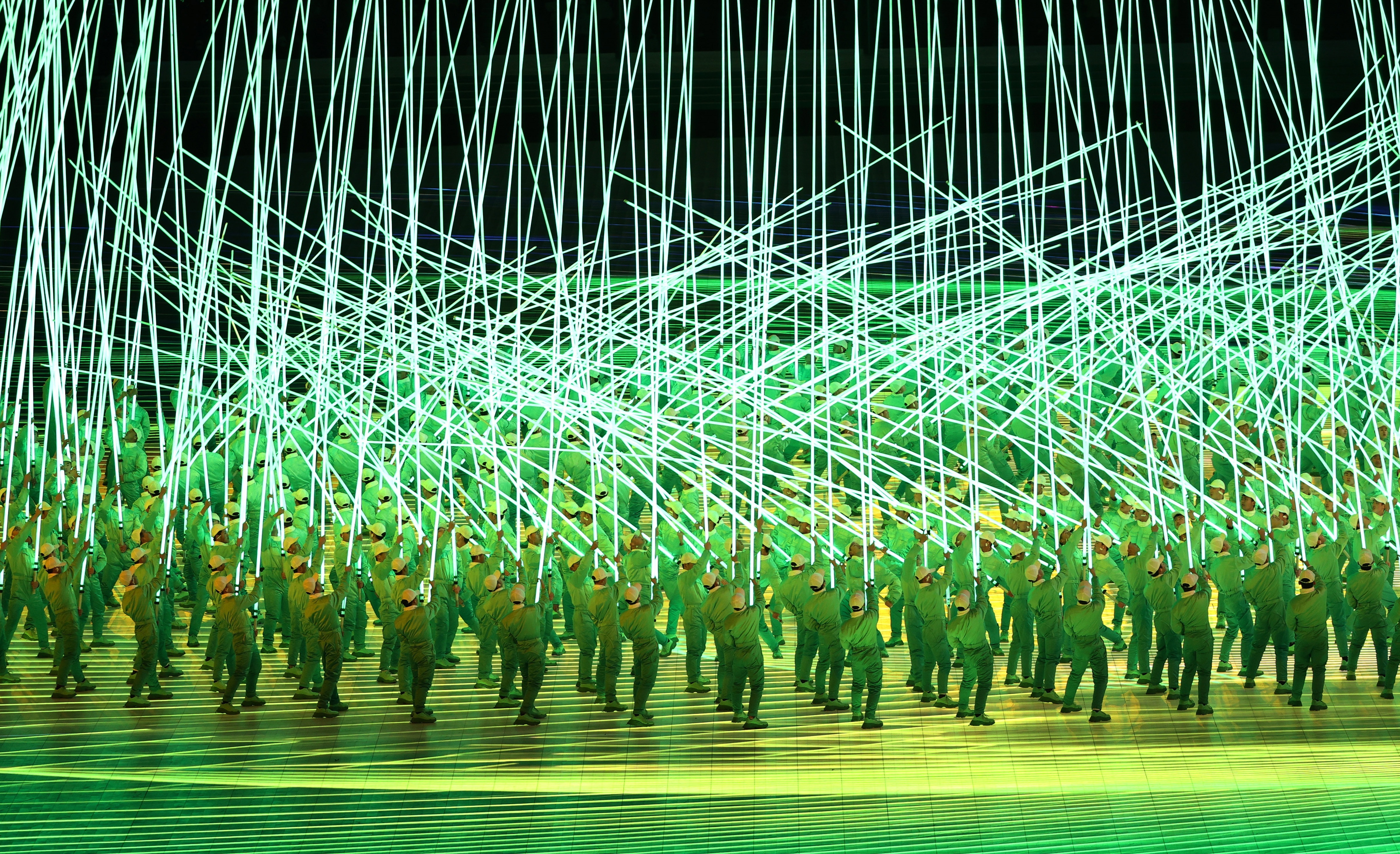 Beijing (China), 04/02/2022.- Performers during the Opening Ceremony for the Beijing 2022 Olympic Games at the National Stadium, also known as Bird's Nest, in Beijing China, 04 February 2022. EFE/EPA/JEROME FAVRE
