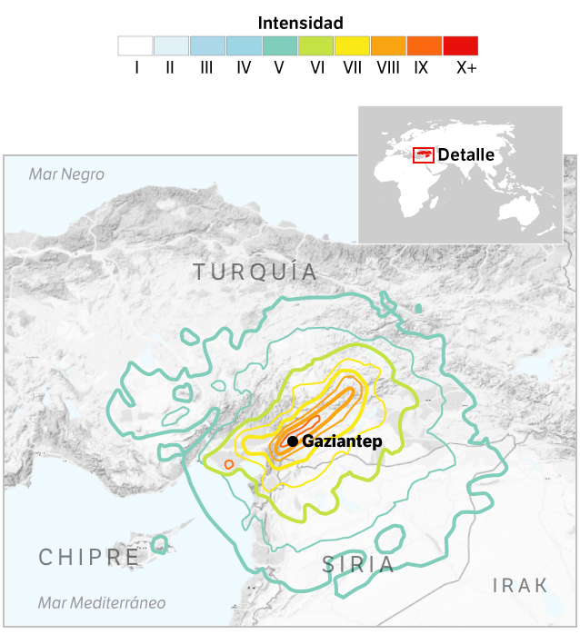 Ubicación del epicentro del terremoto.