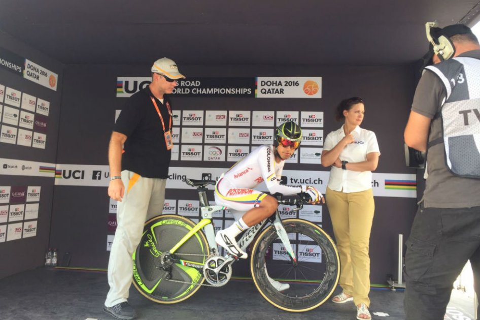 Daniel Martínez, pedalista colombiano en el Mundial de Ciclismo de Doha. Foto: Fedeciclismo