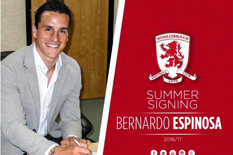 Bernardo Espinosa será el segundo colombiano en jugar con el Middlesbrough inglés