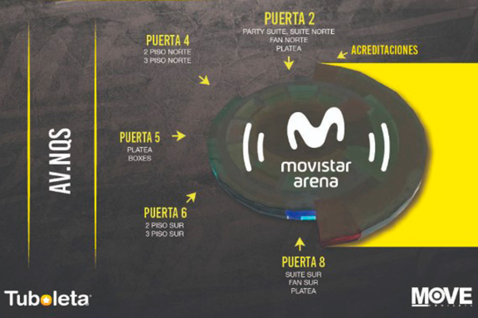 Mapa del concierto de Maluma en BogotáCortesía