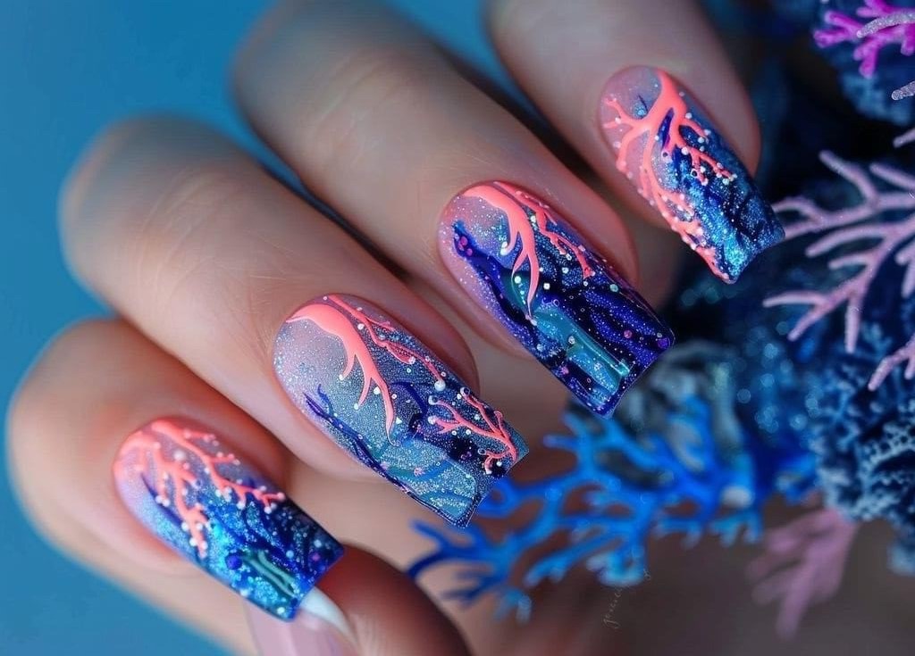 7 ideas de uñas azules decoradas