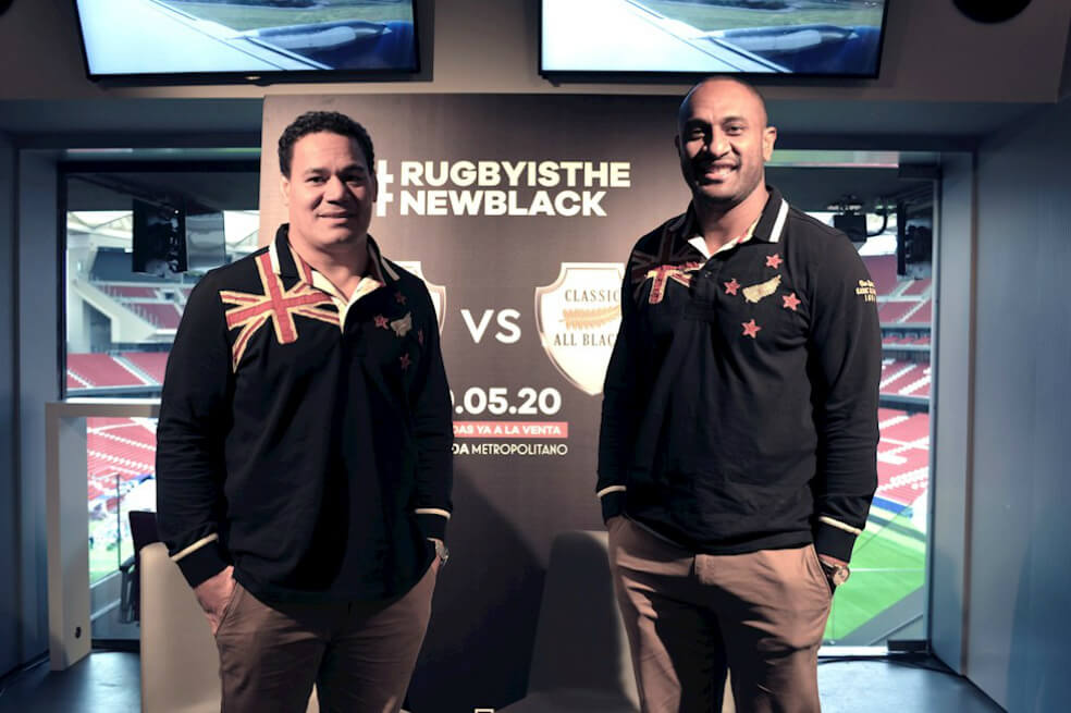 Joe Rokocoko (derecha) y Chris Masoe, jugadores emblemáticos de los 'All Blacks', la selección de Rugby de Nueva Zelanda.