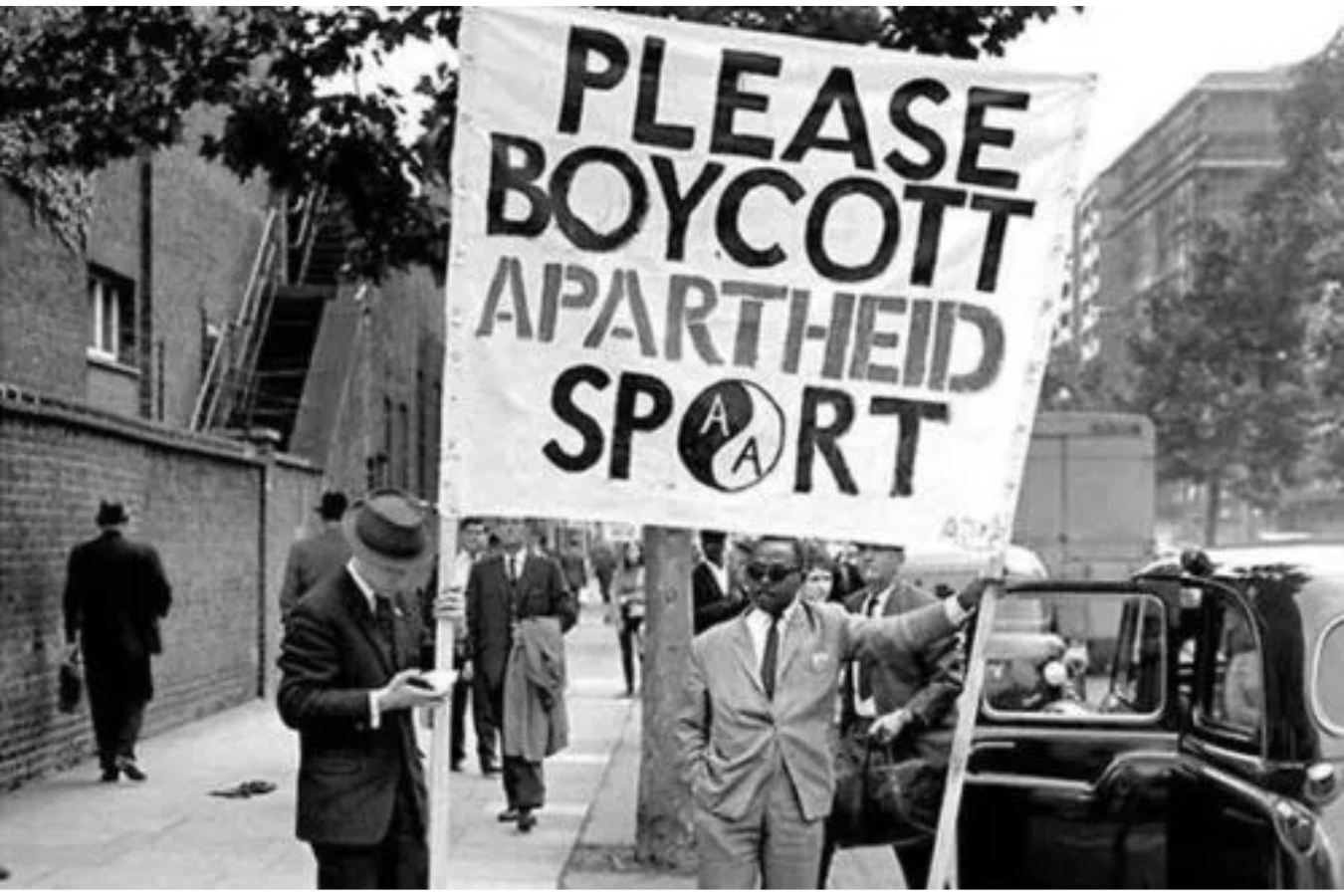 Manifestante contra el apartheid.