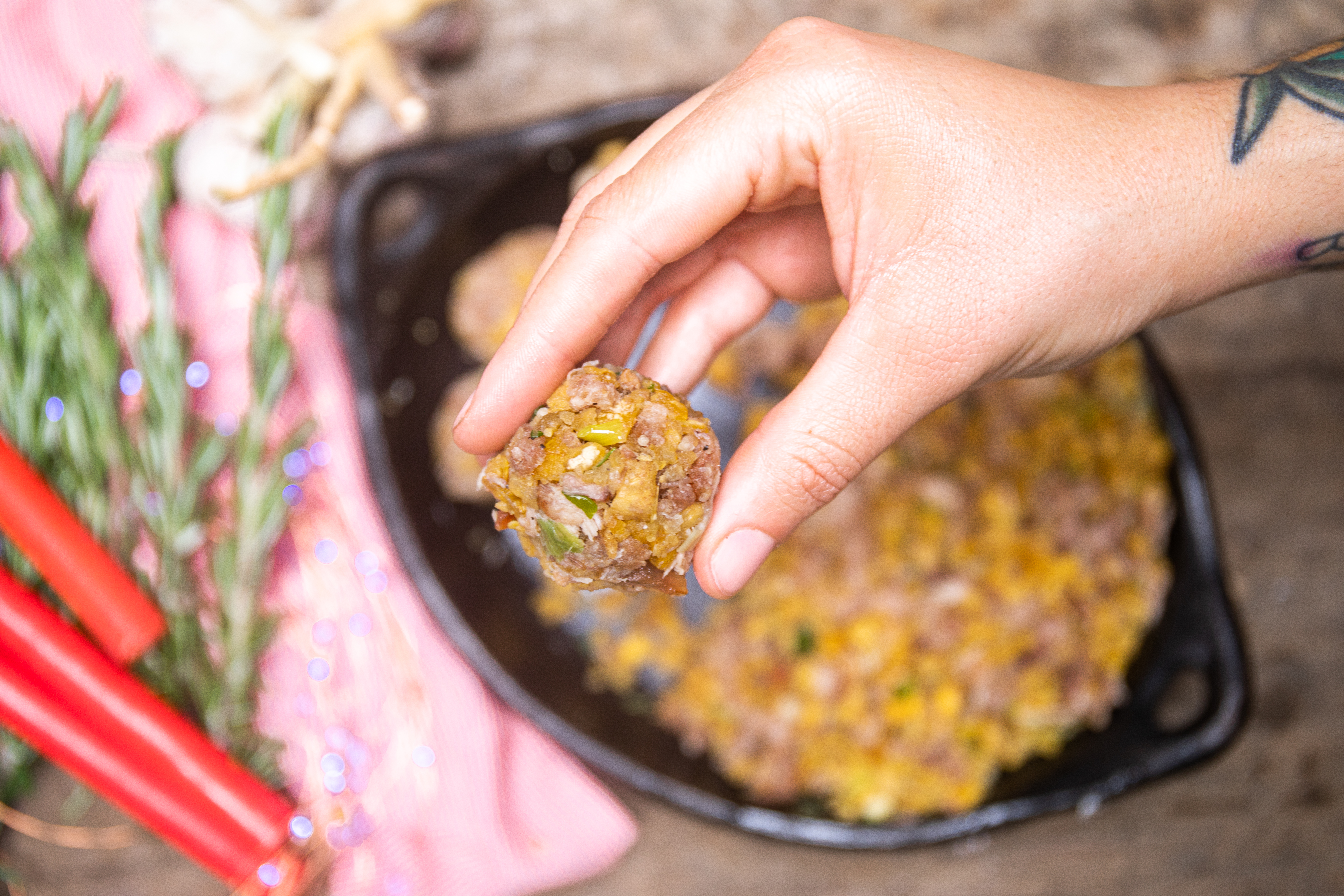 Marranitas de plátano y chicharrón