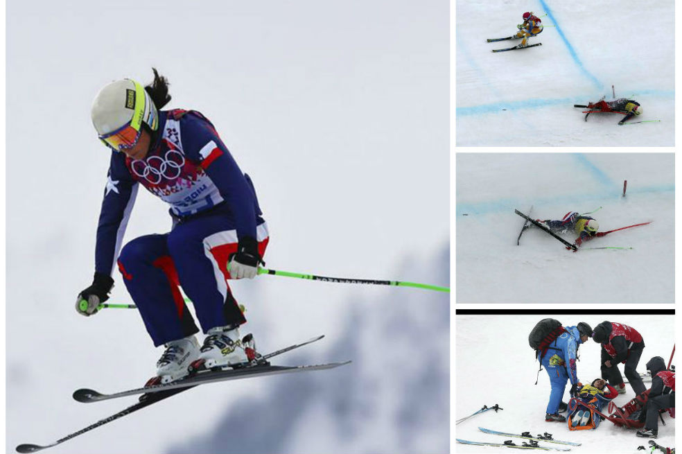 La aparatosa caída de una esquiadora en Sochi