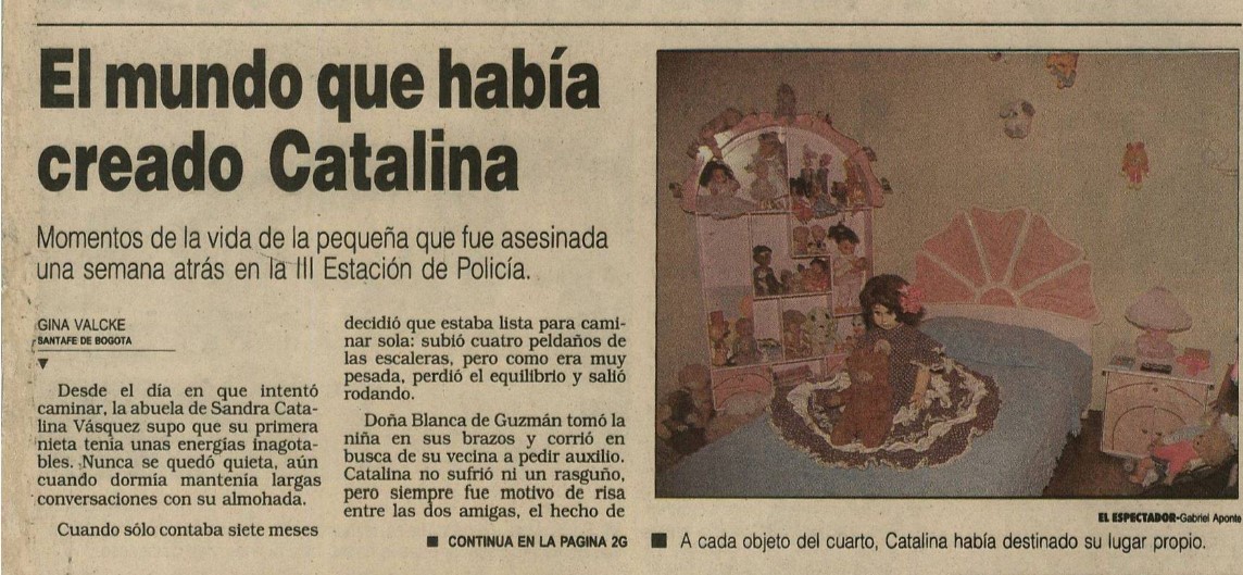 En el Jardín de la Siempreviva, en la carrera 1 con calle 19ª se realizó un homenaje a Sandra Catalina Vásquez, la niña de nueve años, que fue asesinada en una estación de Policía de Bogotá.