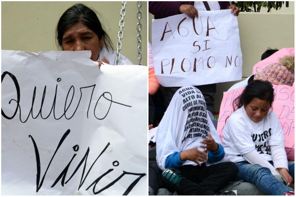 Campesinos de Perú se encadenan para denunciar contaminación por actividad minera