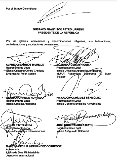 Siete de las Iglesias que firmaron convenio con Mininterior.
