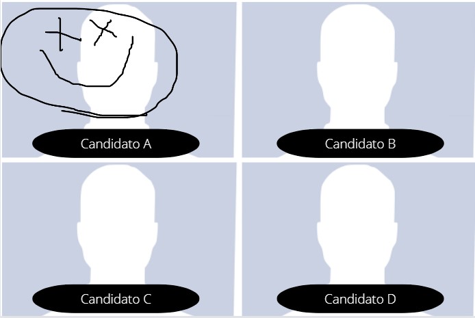 Aunque la recomendación es la X, la Registraduría considera como válidos casos como estos del tarjetón cuando se ve una intención sobre un candidato, como es este caso. Incluso, se reconoce como válido cuando se sale un poco de la casilla y se entienda la preferencia del voto sobre un candidato.