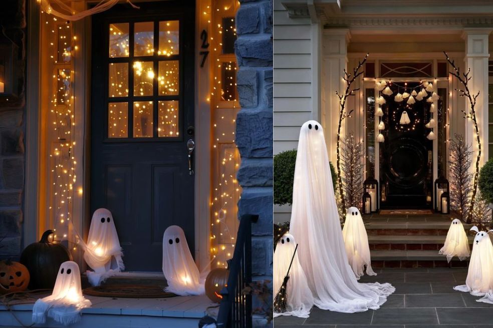 Decoración de Halloween para la puerta con luces