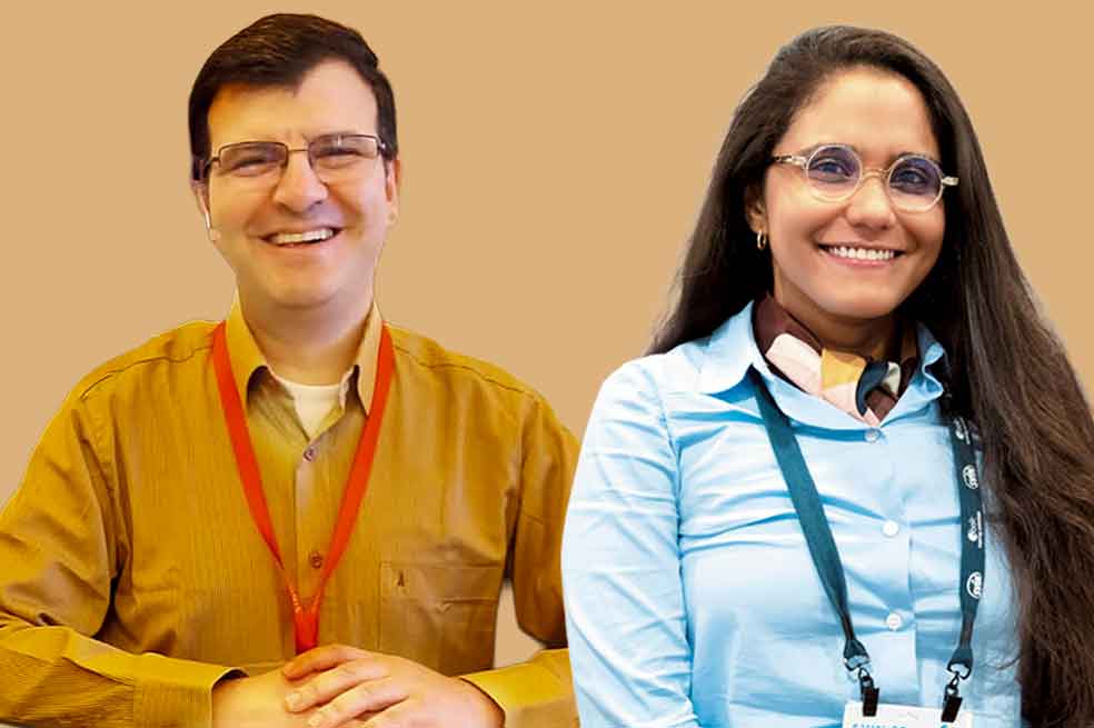 El doctor Germán Camacho (izquierda) y María Alejandra Barrios (derecha), que hizo parte del grupo de la Universidad de Antioquia.