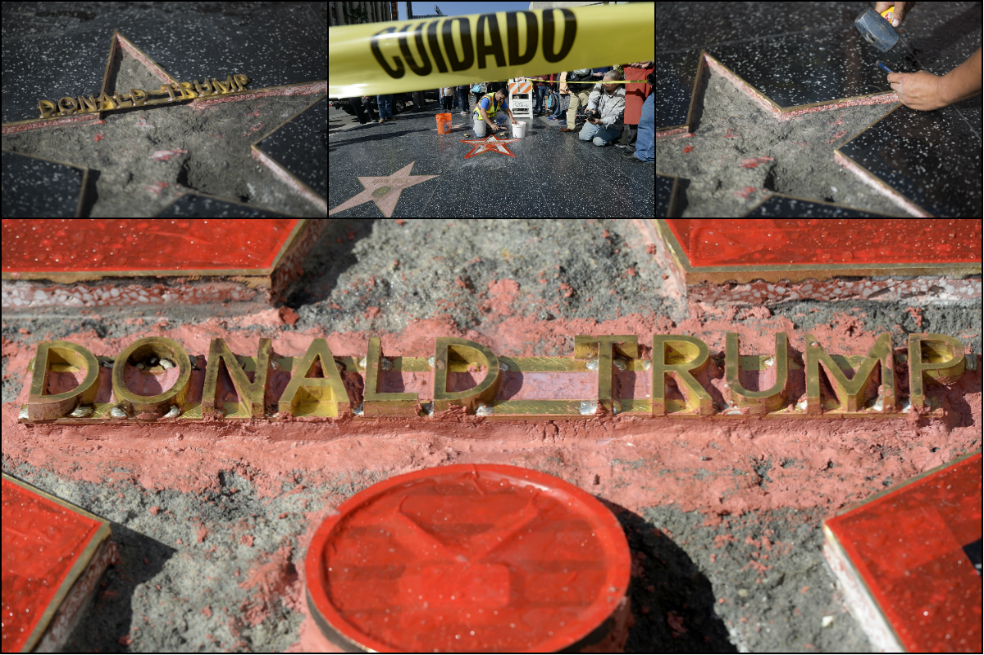 Destrozan estrella de Trump en el paseo de la fama de Hollywood