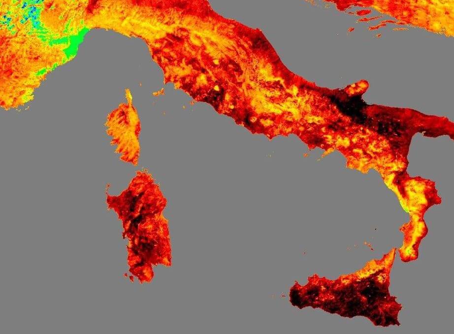 El centro y sur de Italia alcanzan los 50 grados de temperatura del suelo