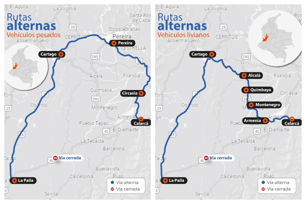 Estas son las rutas alternas que habilitaron tras la caída del puente La Vieja