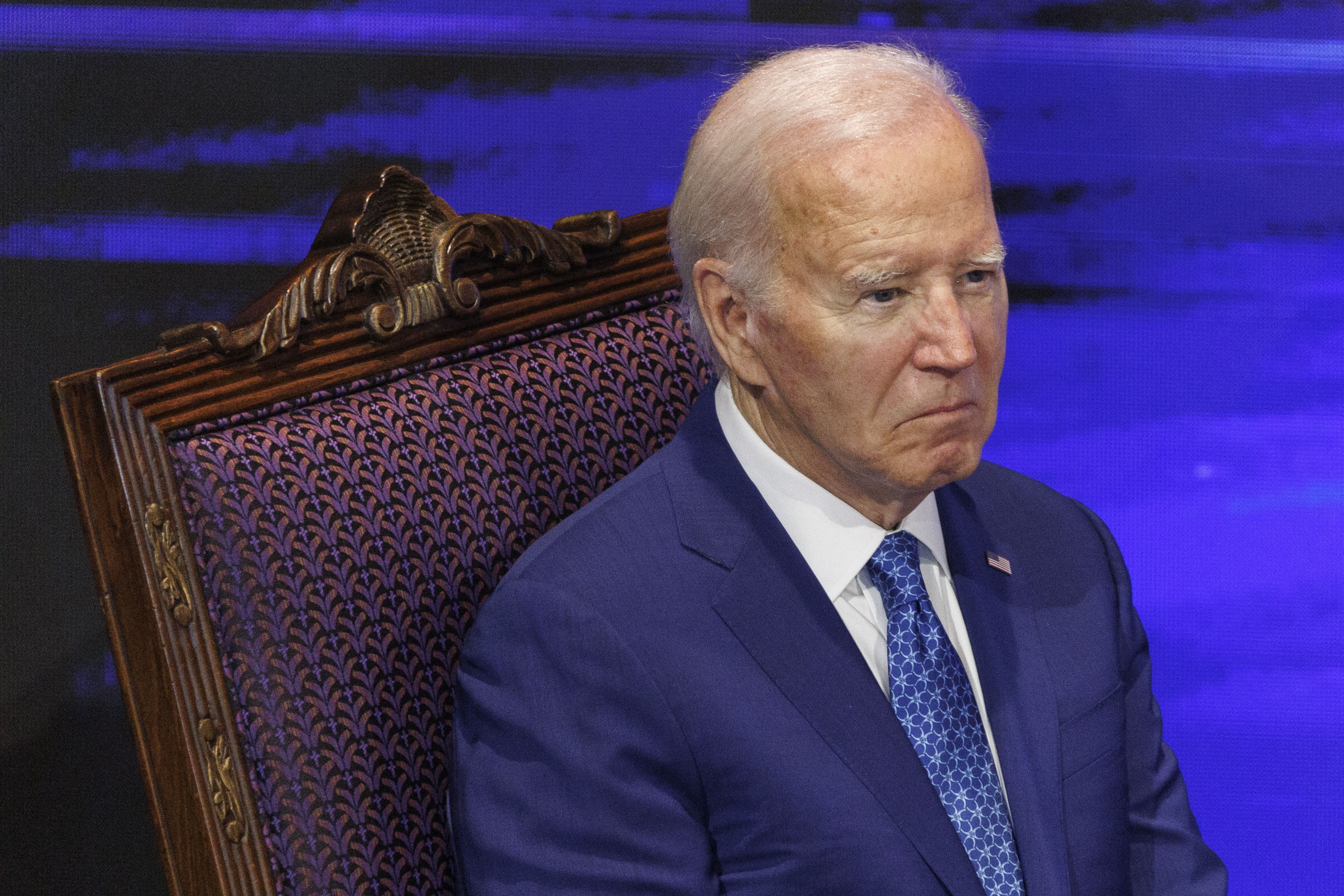 Philadelphia (United States), 07/07/2024.- US President Joe Biden attends service at Mt. Airy Church of God in Christ in Philadelphia, Pennsylvania, USA, 07 July 2024. (Elecciones, Filadelfia) EFE/EPA/SARAH YENESEL