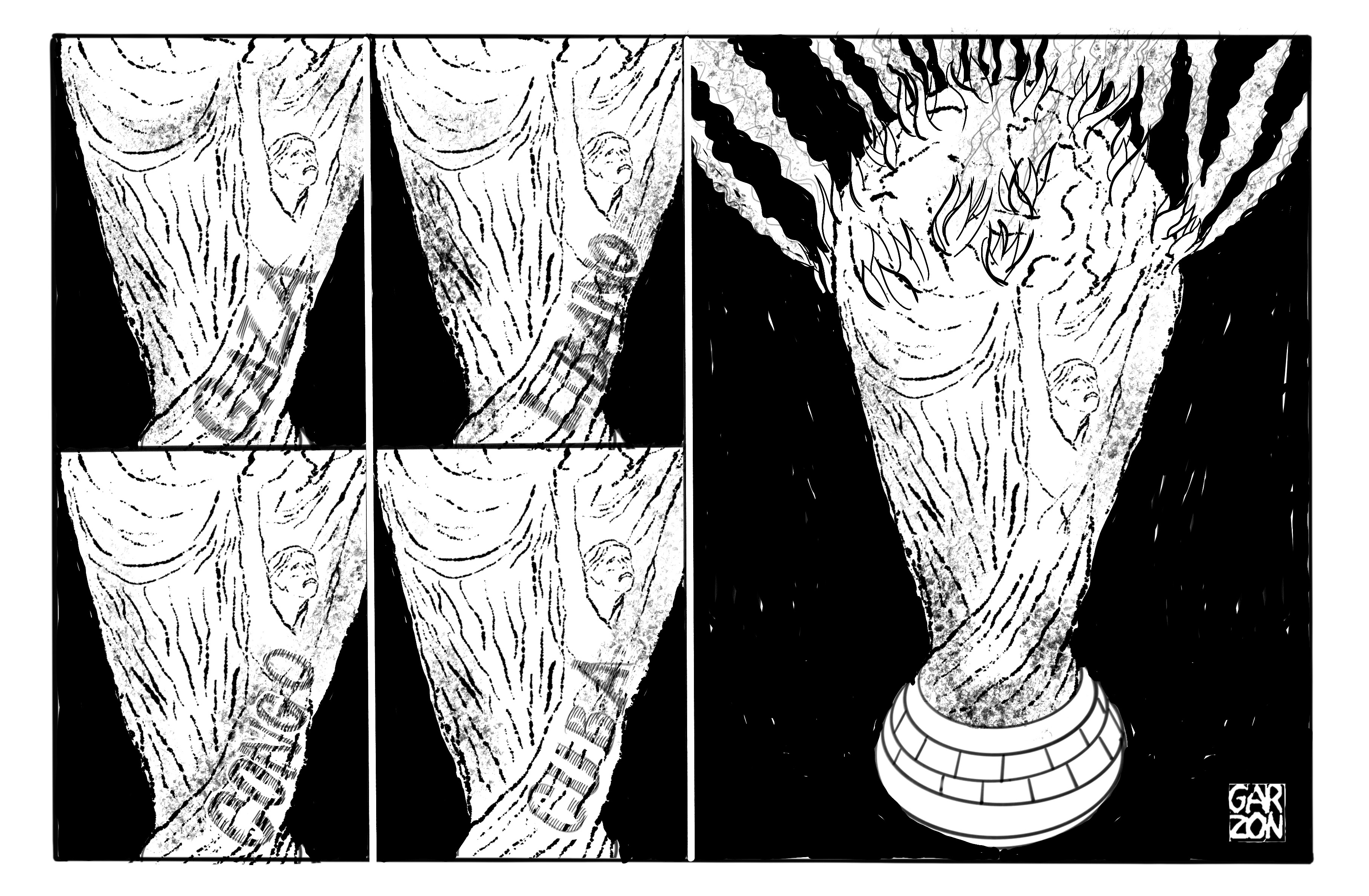 Cartones de Garzón: Deshumanismo mundial