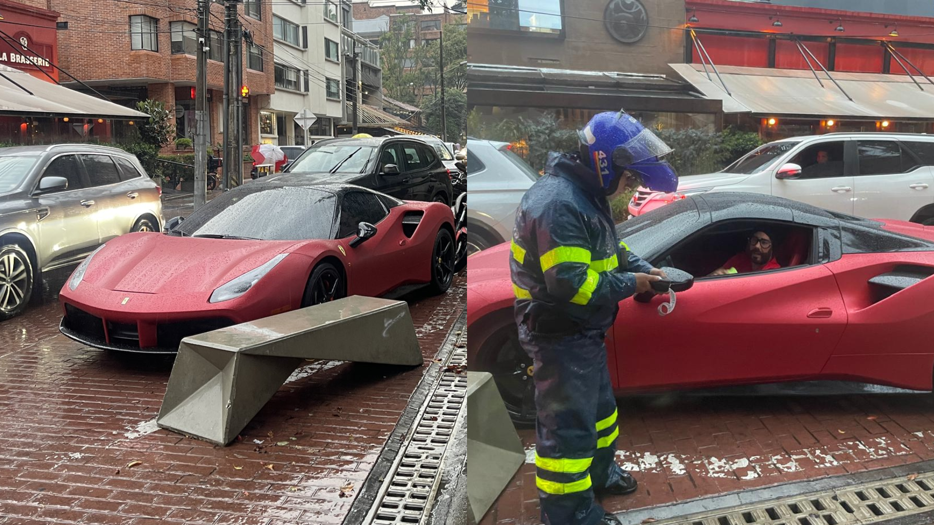 Dueño de Ferrari terminó expuesto y multado por parquear en plena vía de Bogotá