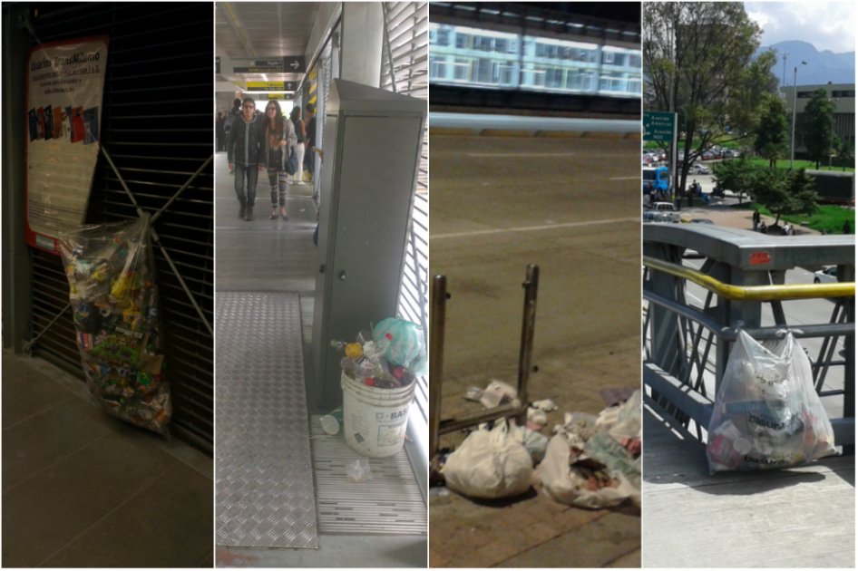 Alerta por déficit de canecas de basura en Transmilenio