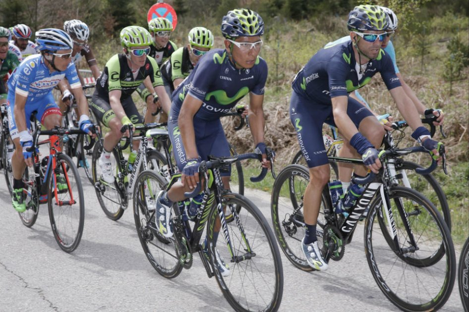 Nairo Quintana durante la clásica Liege Bastogne Liege. Foto: EFE