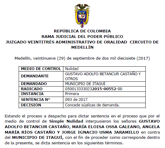 Fallo de primera instancia que declara nula conformación de Adeli.