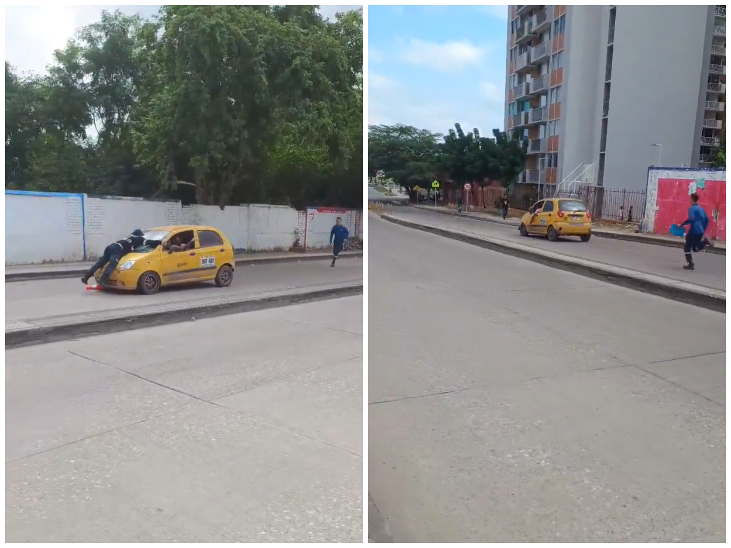 Para evitar multa, taxista arrancó con agente de tránsito en el capó, en Soledad