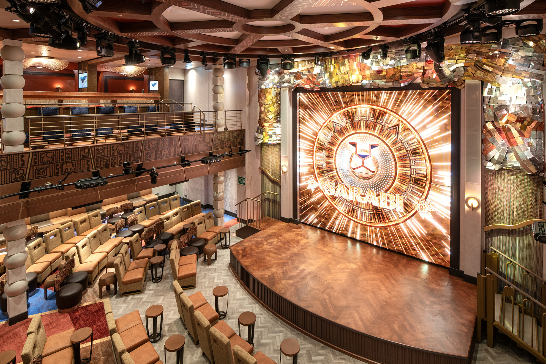 Sarabi, que lleva el nombre de la matriarca leona de “El Rey León” de Disney, es el centro central para una multitud de actividades diurnas y entretenimiento nocturno exclusivo para adultos a bordo del Disney Treasure, el barco más nuevo de Disney Cruise Line, que sirve como el lugar de reunión perfecto para las familias.
