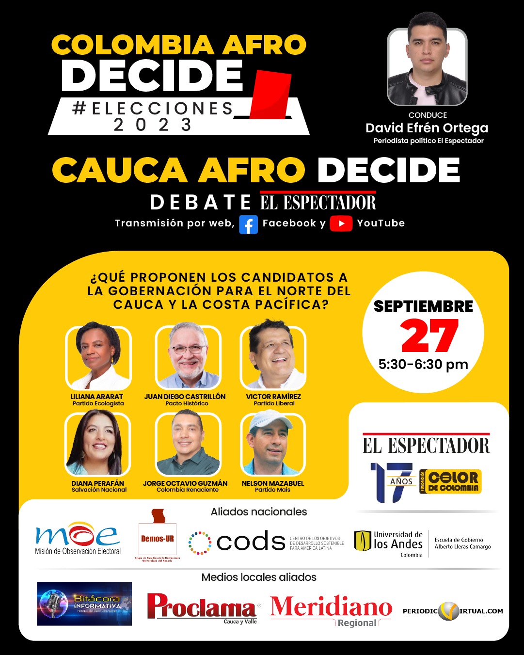 ¿Qué proponen los candidatos a la gobernación del Cauca? Siga el debate en El Espectador.