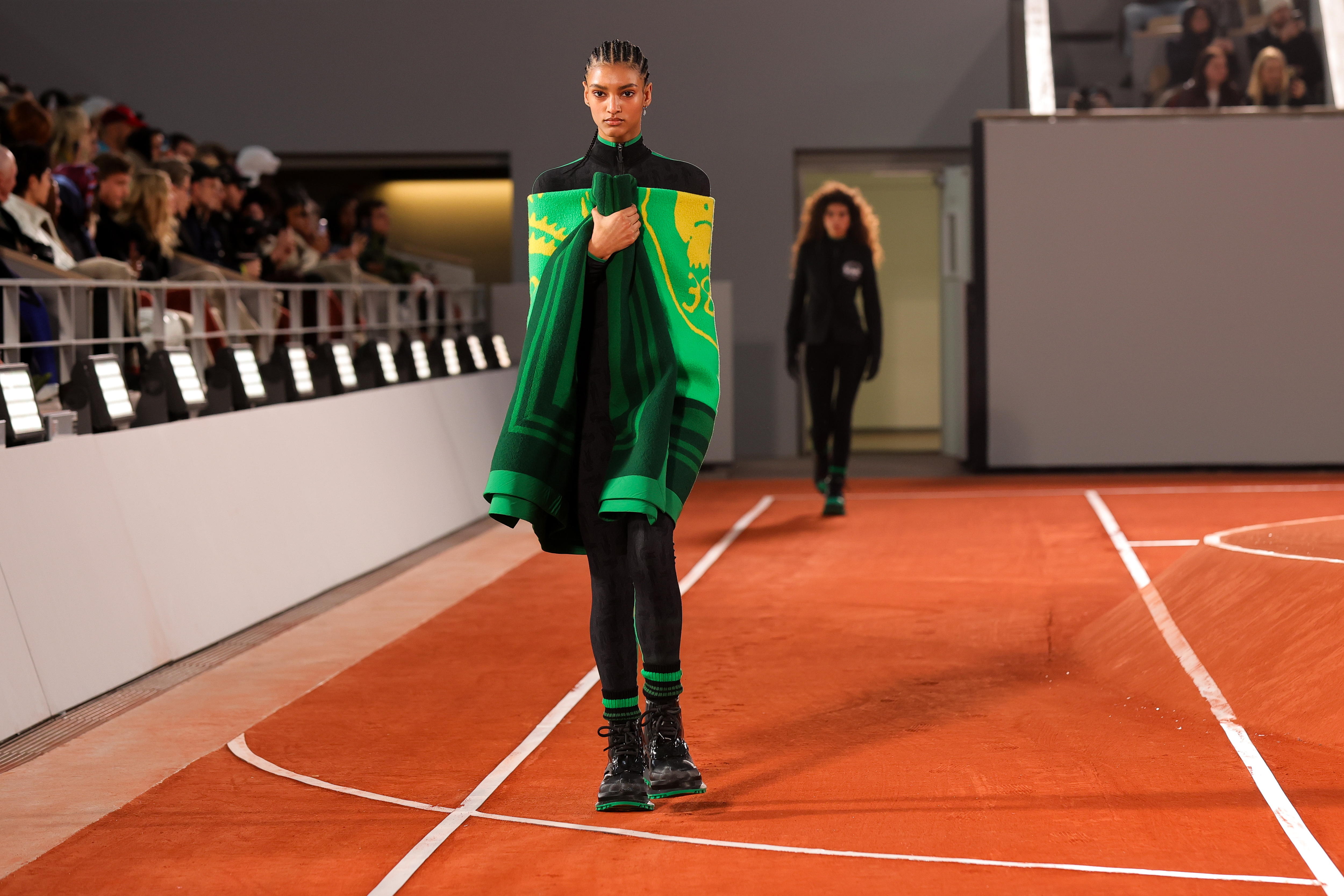 Paris (France), 05/03/2024.- A model presents a creation from the Fall/Winter 2024/2025 Womenswear Collection by Lacoste during the Paris Fashion Week, in Paris, France, 05 March 2024. The presentation of the Women's collections runs from 25 February to 5 March 2024. (Moda, Francia) EFE/EPA/TERESA SUAREZ