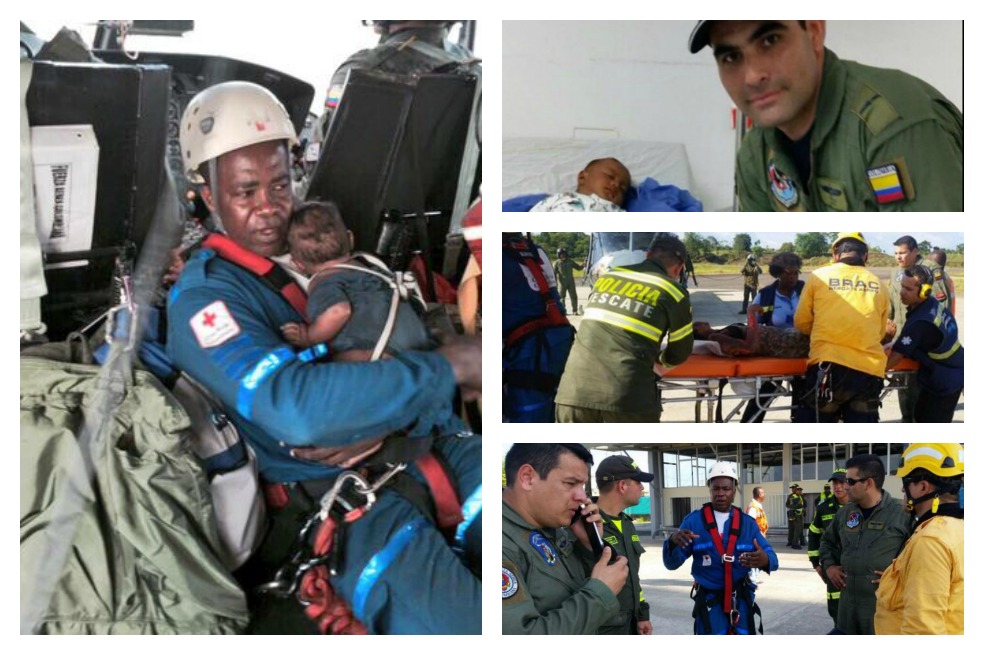 Las impactantes imágenes del rescate de una mujer y su bebé en Chocó