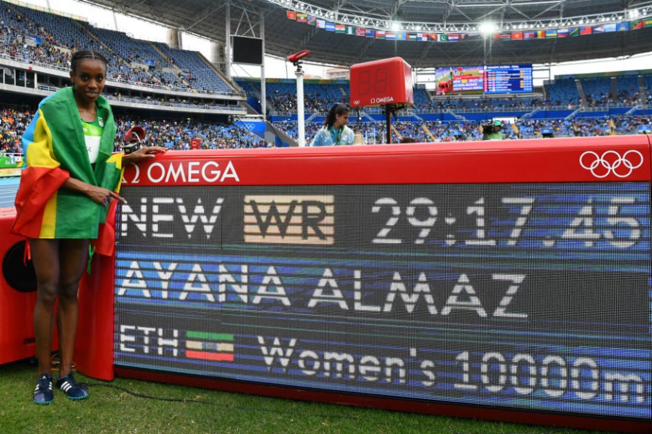 Almaz Ayana, nuevo récord del mundo en los 10.000 metros. Foto: AFP