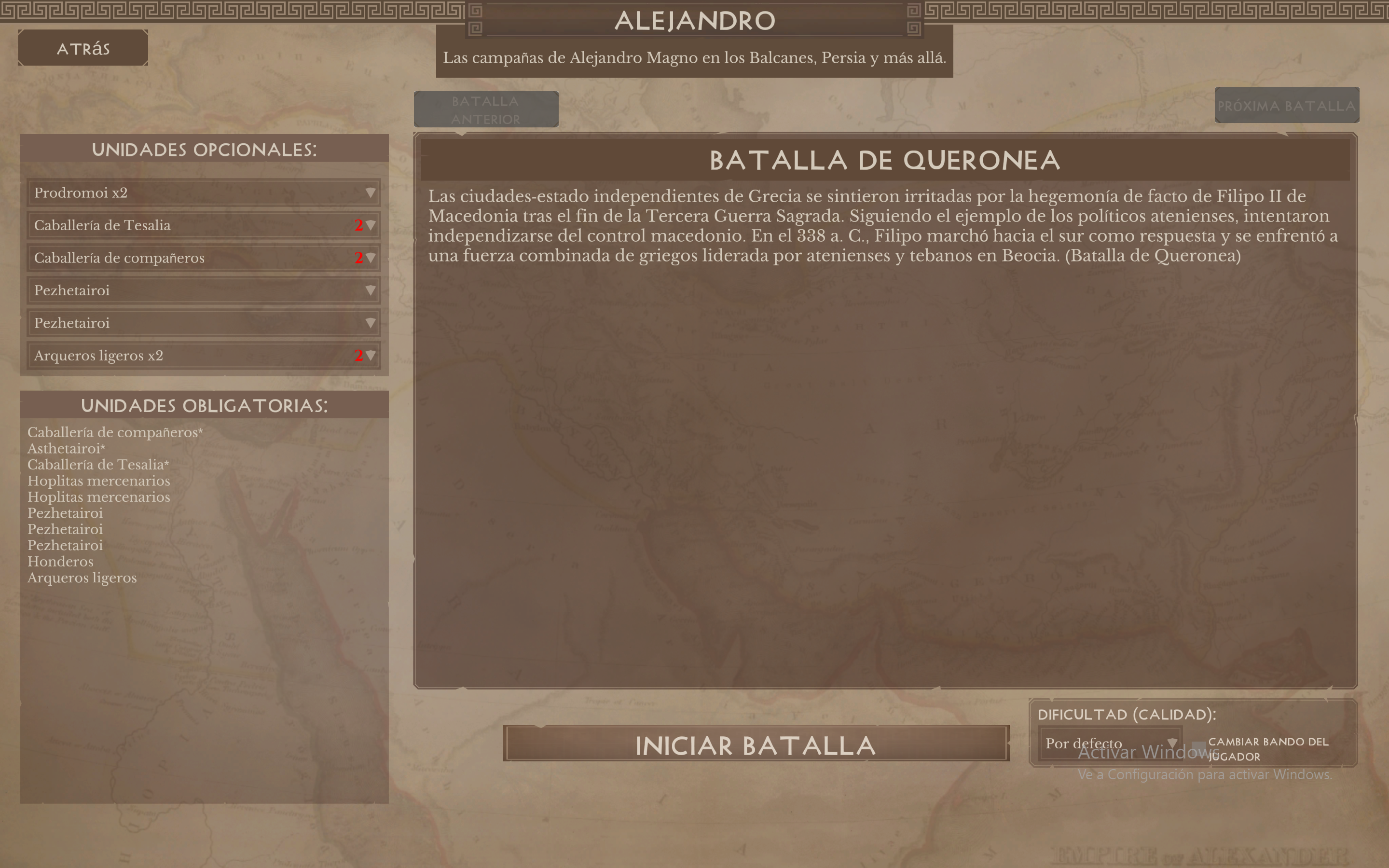 Sin embargo, nuestra modalidad favorita fue "campañas", pues podemos seguir a un ejército en particular en una civilización en particular. Tal y como ocurre en Age of Empires.
