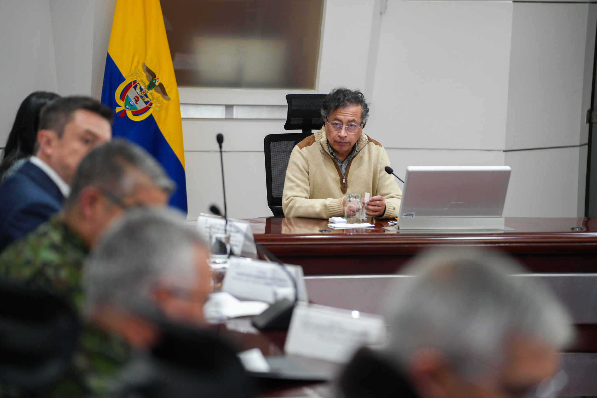 El presidente Gustavo Petro en un consejo de seguridad